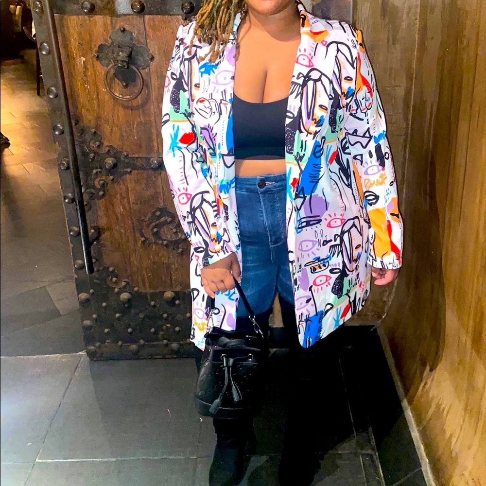 Graffiti Print Blazer